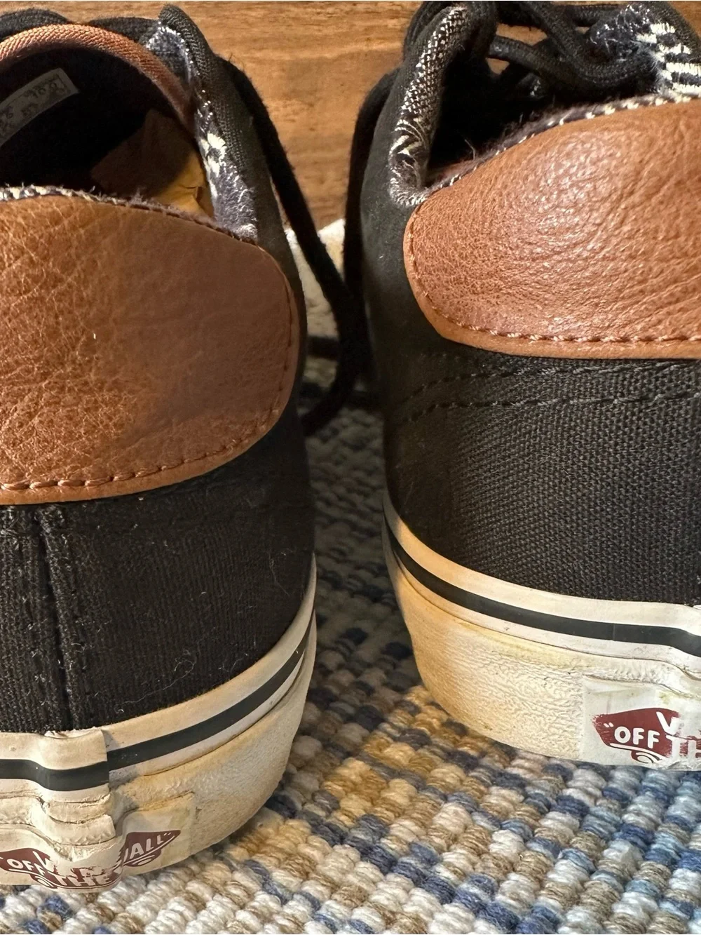 VANS Era 59 Black Brown Men's 8.5 LT, LU C&L (Canvas & Leather) pattered lining